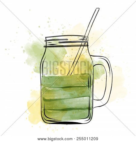 Hand Drawn Vector Typography Poster With Creative Slogan: Green Soothie Restore My Body Back To Fact