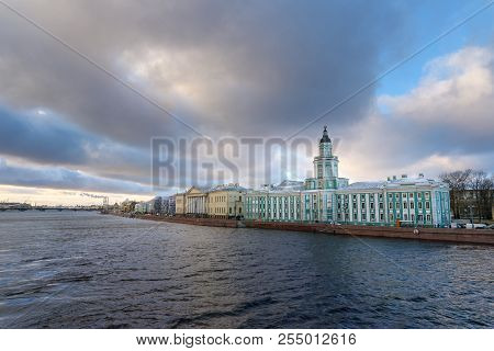 View Of Universitetskaya Embankment In Saint Petersburg, Russia