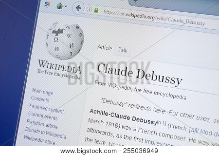 Ryazan, Russia - August 19, 2018: Wikipedia Page About Claude Debussy On The Display Of Pc