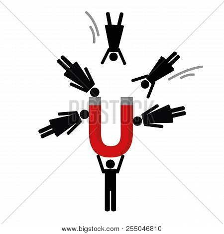 Man Is Attracting A Lot Of Women With Magnet Vector Illustration Eps10