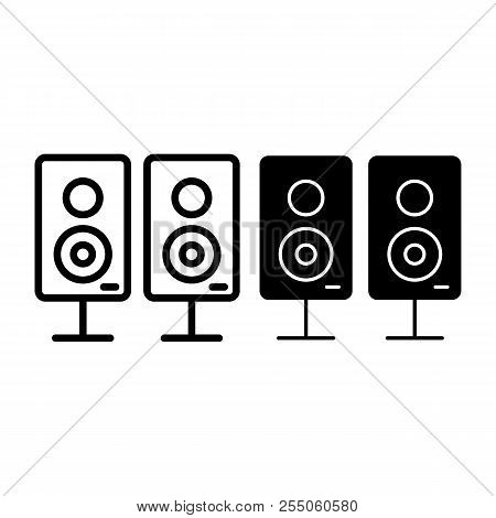 Acoustic Column Line And Glyph Icon. Music Column Vector Illustration Isolated On White. Sound Colum