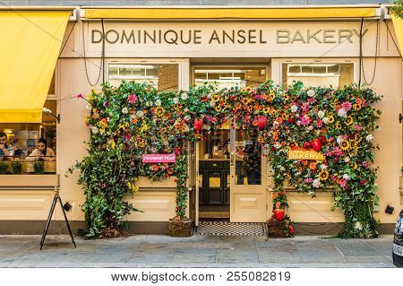 London. August 2018. A View In Of The Dominique Ansel Bakery In Belgravia In London