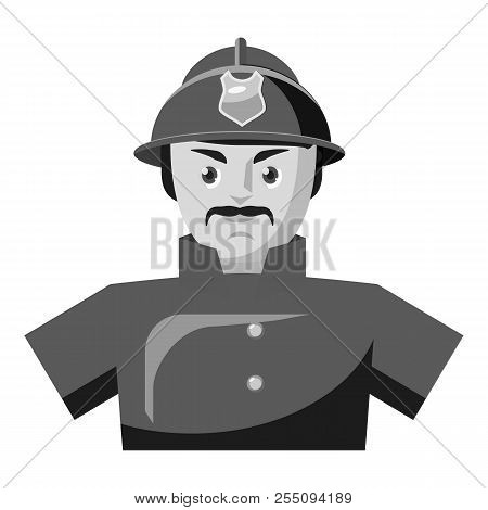 Fireman Icon. Gray Monochrome Illustration Of Fireman Icon For Web