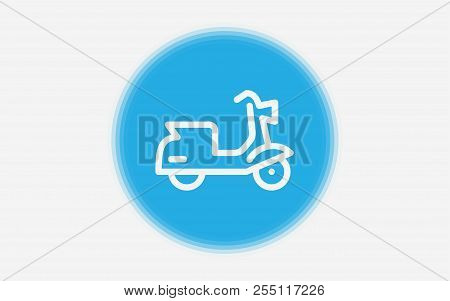 Motor Scooter Icon. Small Motorcycle Or Moped Logo In Outline Design. Motorbike Logotype Or Label Ve