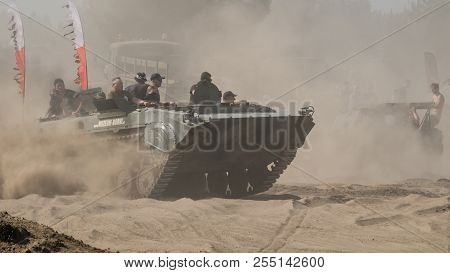 Borne Sulinowo, West Pomeranian / Poland - 2018: Infantry Fighting Vehicle - Ride A Military Vehicle