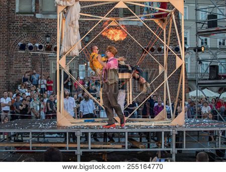 Cracow, Poland - July 7, 2018: Performance Of Foam Days Performed By The Enigineering Theatre Akhe A