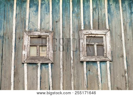 Little Wooden Windowframes In Old Gloomy Birdhouse