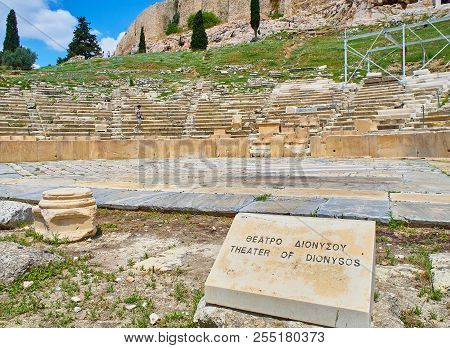 Theatre Of Dionysus At Acropolis Of Athens. Attica Region, Greece.
