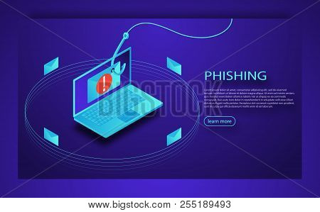Login Into Account In Email Envelope And Fishing Hook. Phishing Scam, Hacker Attack And Web Security
