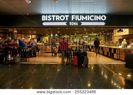 ROME, ITALY - CIRCA NOVEMBER, 2017: Bistrot Fiumicio in Fiumicino International Airport 