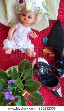 GOMEL, BELARUS - AUGUST 16, 2018: Versus (Versace) women's shoes. Versus (Versace) is the diffusion line of Italian luxury fashion house Versace.