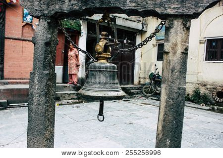 Kathmandu Nepal August 24, 2018 View Of The Shree Gha Stupa Temple Located In Naghal District Betwee