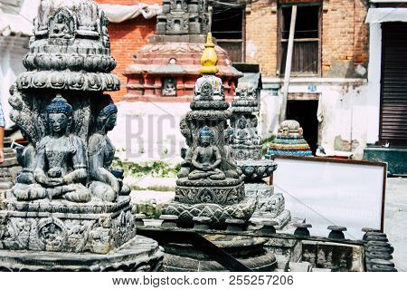 Kathmandu Nepal August 24, 2018 View Of The Shree Gha Stupa Temple Located In Naghal District Betwee