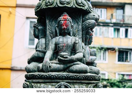 Kathmandu Nepal August 24, 2018 View Of The Shree Gha Stupa Temple Located In Naghal District Betwee