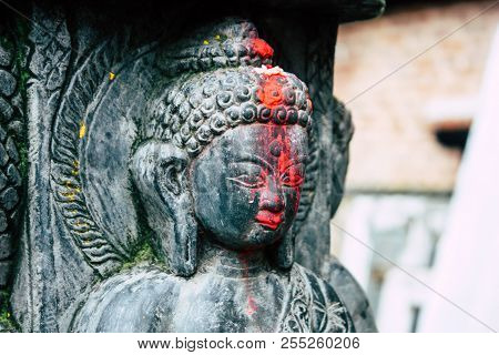Kathmandu Nepal August 24, 2018 View Of The Shree Gha Stupa Temple Located In Naghal District Betwee