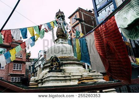 Kathmandu Nepal August 24, 2018 View Of The Shree Gha Stupa Temple Located In Naghal District Betwee