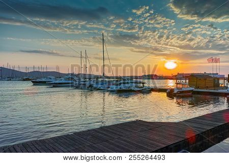 Sozopol, Bulgaria - June 26, 2015: Sunset At The Port Of Sozopol, Burgas Region, Bulgaria