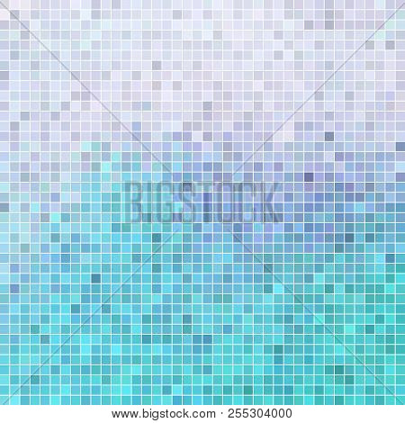 Abstract Vector Square Pixel Mosaic Background - Light Bluie