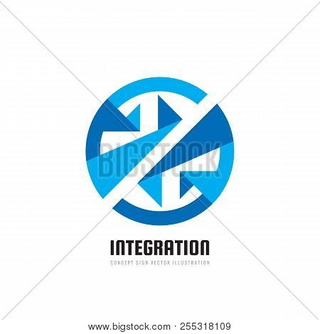 Interaction - Vector Logo Template Concept Illustration. Cooperation Creative Sign In Blue Colors. A