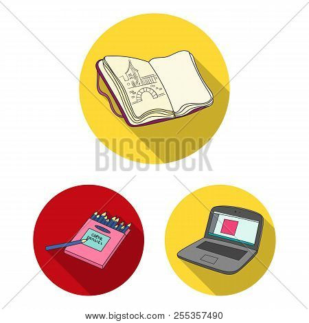 Painter And Drawing Flat Icons In Set Collection For Design. Artistic Accessories Vector Symbol Stoc