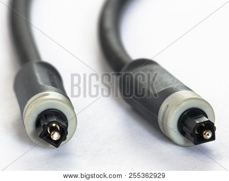 optical audio cable, toslink on white background
