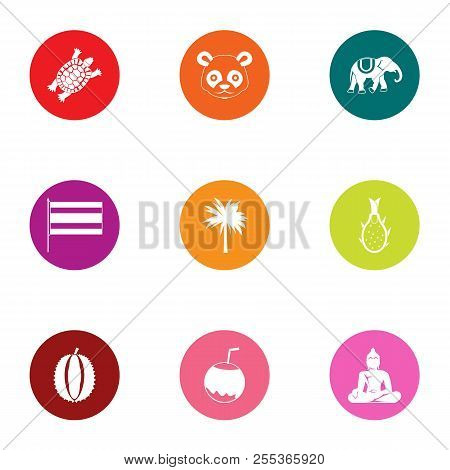 Jungle Life Icons Set. Flat Set Of 9 Jungle Life Vector Icons For Web Isolated On White Background