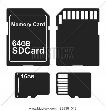 Sd And Micro Sd Memory Card Icon Isolated On White Background. Vector Illustration