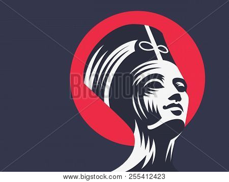 Statue Of Cleopatra Or Nefertiti. Vector Illustration.