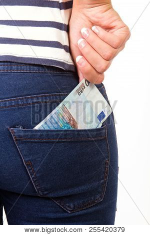 Woman's Bottom With 20 Euros In The Pocket