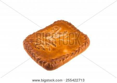 Large Pot Pie On A White Isolated Background. Bakery, Cafe, Baking