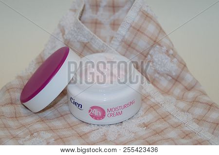 Ludvika,dalarna/sweden-08-22.2018 Cien Moisturizing Cream And A Towel