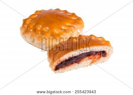 Baked Pies With Sweet Filling, Cut, Dark Berry Jam, Jam,