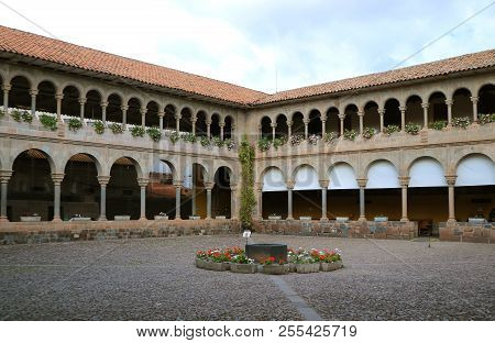 The Courtyard Of Santo Domingo Convent In Qoricancha Archaeological Site, Cusco, Peru, South America