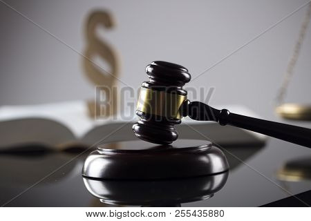 Attorney Office. Gavel, Legal Code And Scale.