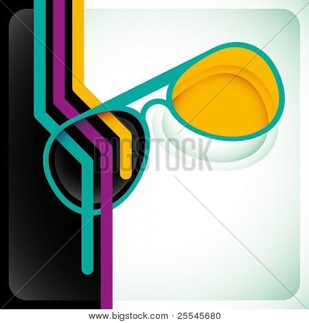 Modish présentation colorée avec lunettes de soleil. Illustration vectorielle.