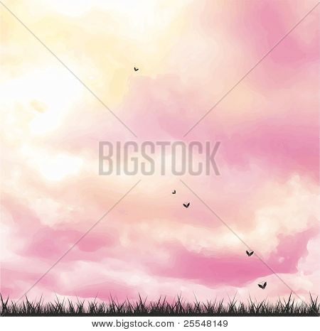 Lyserød sky og butterfly banner