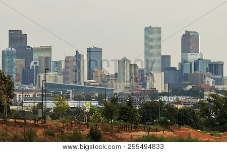 Denver, Colorado - August 25, 2018: Denver Skyline At Blue Hour.