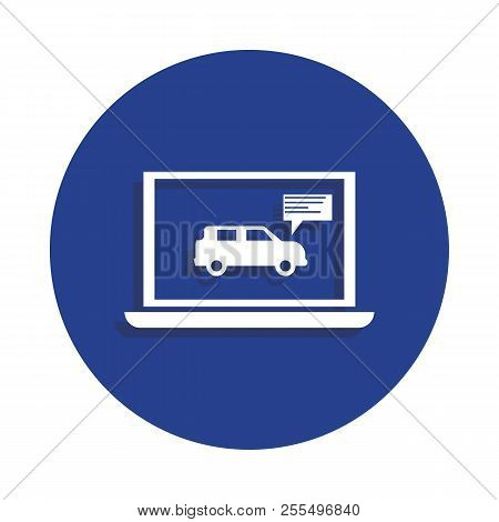 Laptop With A Car Icon In Badge Style. One Of Car Repair Collection Icon Can Be Used For Ui, Ux
