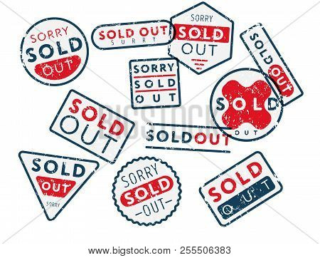 Vector Retro Shabby Stamps In Mess Saying Sold Out Isolated On White Background