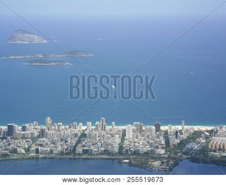 View Of Ipanema Beach And District And Lagoa Rodrigo De Freitas From Corcovado In Rio De Janeiro, Br