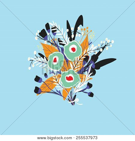 Flower Naive Meadow Background Colorful Vector Illustration