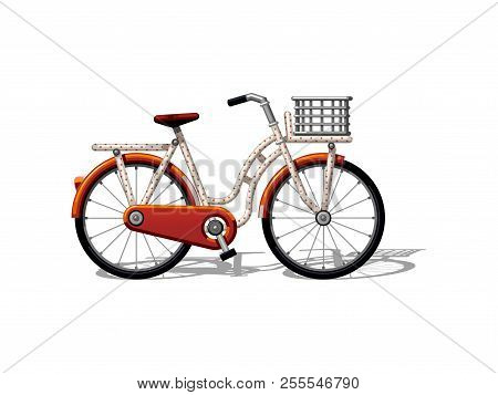 Urban Family Bike Flat Vector. Urban Bicycle, Leasure And Sport Transport For Family. Bicycle Illust