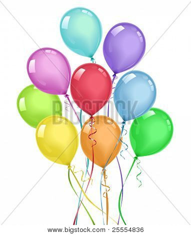 Colorful balloons bouquet. No gradient mesh (blends and simple gradients used).