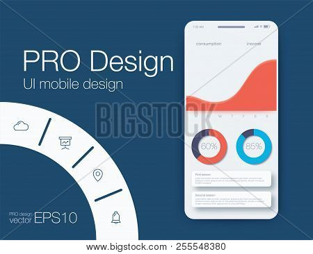 Weather Ui. Material Design. Stock Vector Illustration