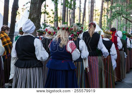 Choral Festival, Singers At Street, National Costume And Culture.