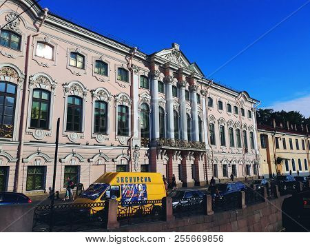Saint Petersburg, Russia - August 4, 2018: The Stroganov Palace, A Late Baroque Palace At The Inters