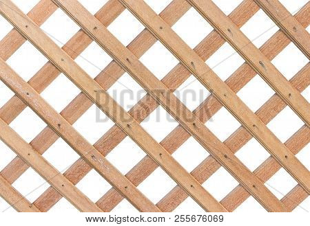 Wooden Lattice Isolate On White Background, Wooden Lattice Wall.
