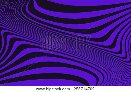 Abstract Pattern.  Texture With Wavy, Curves Lines. Optical Art Background. Wave Design Purple, Viol