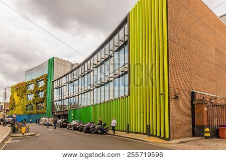 London. August 2018. A View Of The Viacom Head Office And Its Vertical Garden In Camden In London