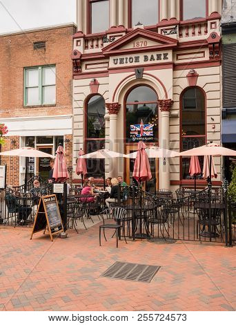 Winchester, Va - 20 August 2018: Union Jack Pub In Old Union Bank Building In Winchester, Virginia